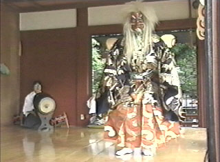 Actor representing Ninigi at a sato-kagura performance